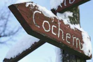 Wegweiser Cochem im Schnee